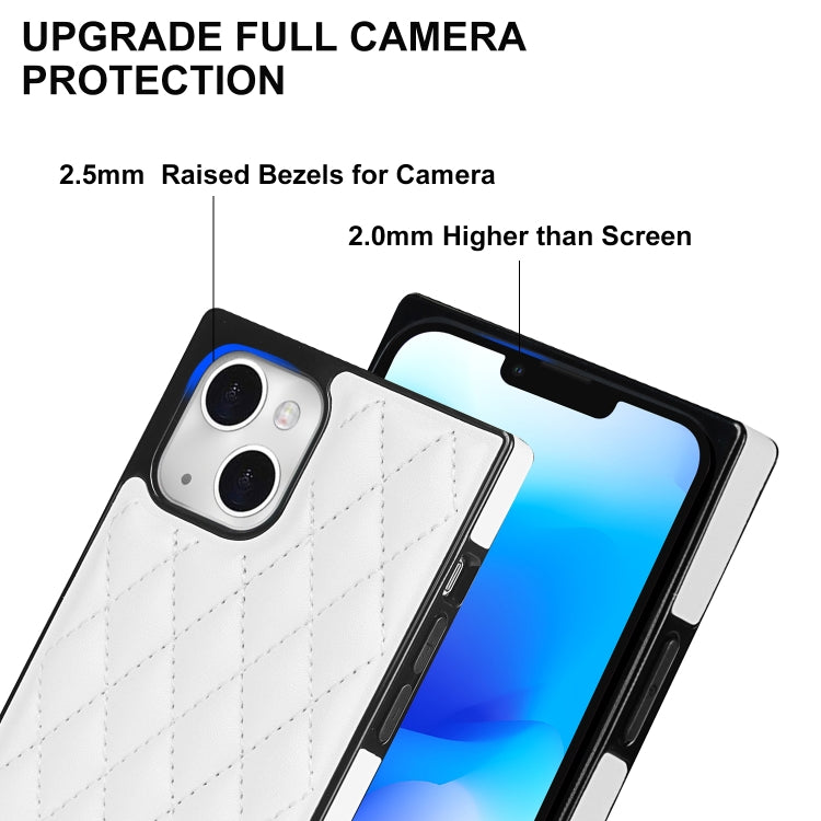 For iPhone 14 Crossbody Rhombic Microfiber Leather Phone Case