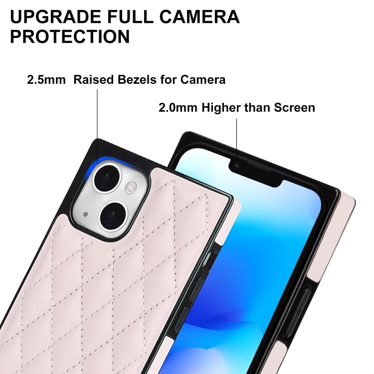 For iPhone 14 Crossbody Rhombic Microfiber Leather Phone Case