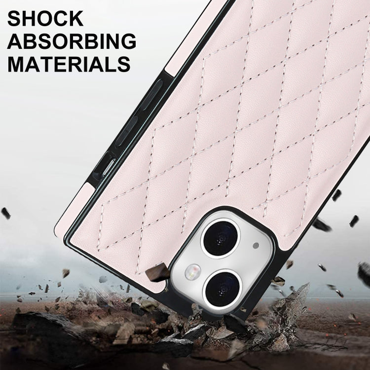 For iPhone 14 Crossbody Rhombic Microfiber Leather Phone Case