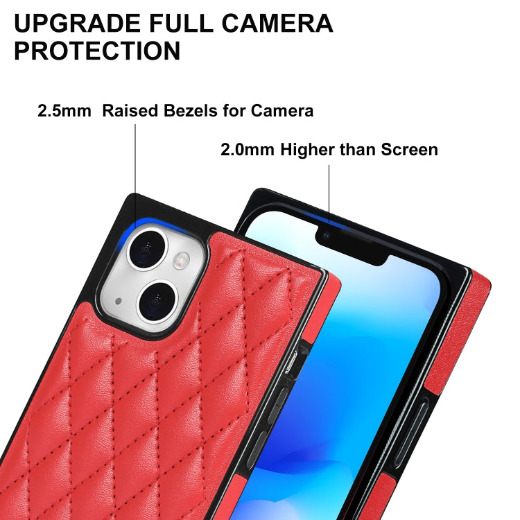 For iPhone 14 Crossbody Rhombic Microfiber Leather Phone Case