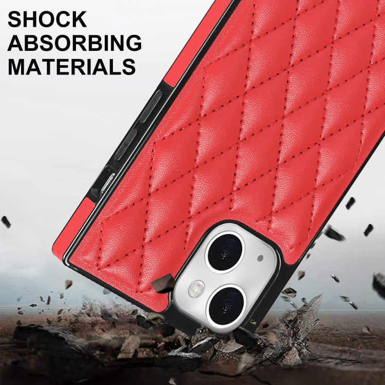 For iPhone 14 Crossbody Rhombic Microfiber Leather Phone Case