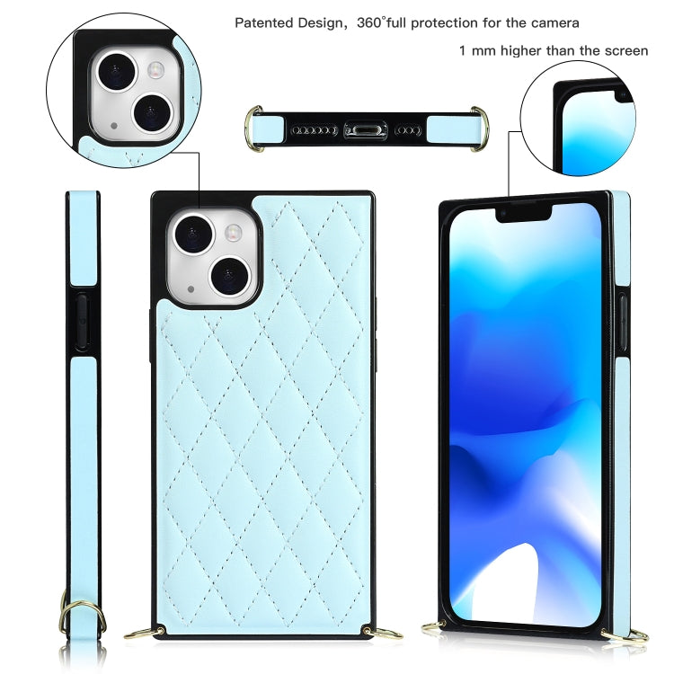 For iPhone 14 Crossbody Rhombic Microfiber Leather Phone Case