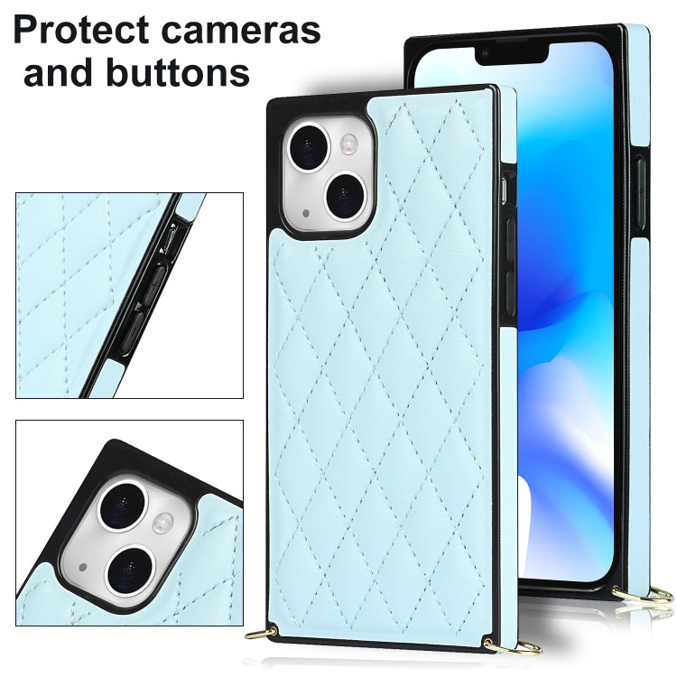For iPhone 14 Crossbody Rhombic Microfiber Leather Phone Case