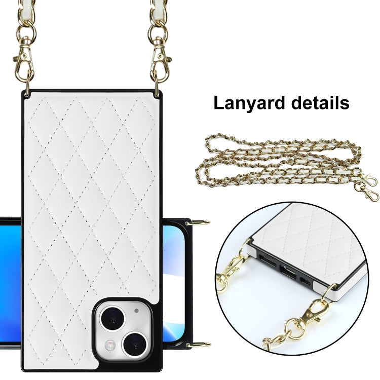For iPhone 14 Plus Crossbody Rhombic Microfiber Leather Phone Case