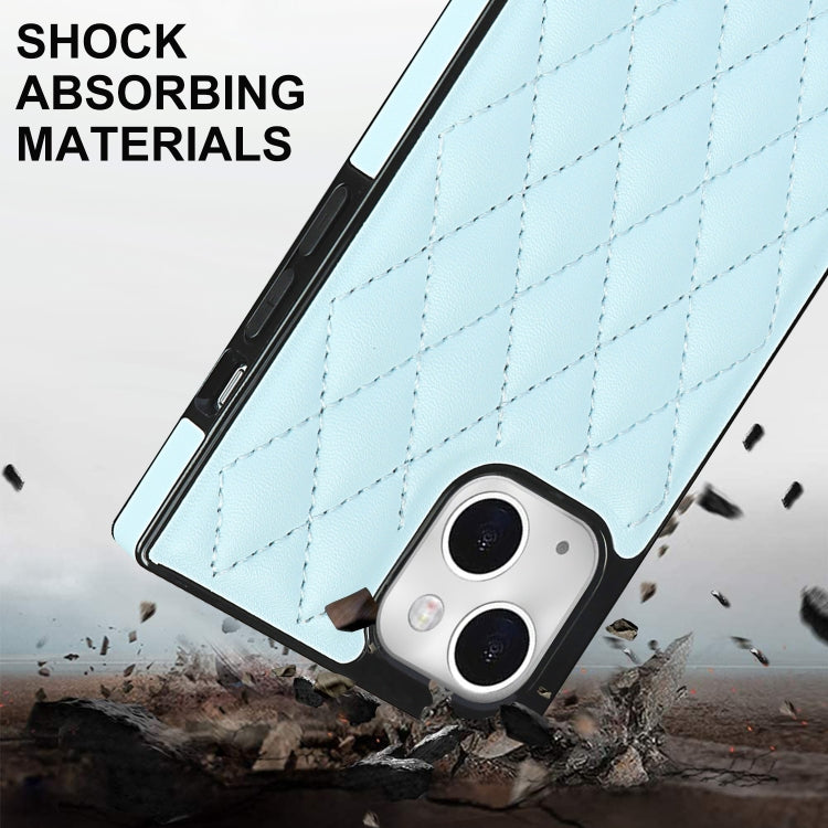 For iPhone 14 Plus Crossbody Rhombic Microfiber Leather Phone Case