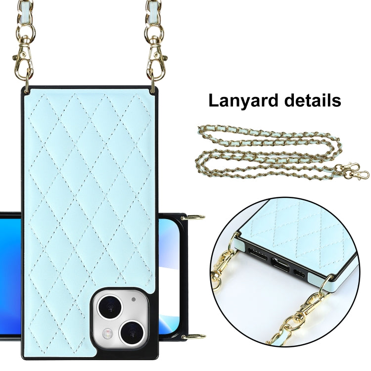 For iPhone 14 Plus Crossbody Rhombic Microfiber Leather Phone Case