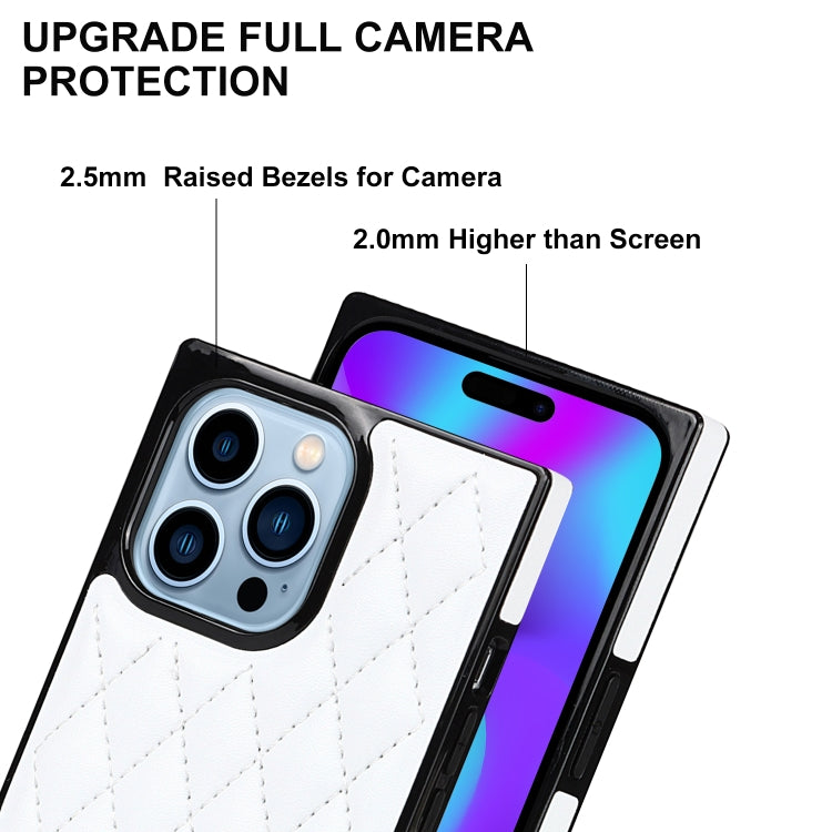 For iPhone 14 Pro Crossbody Rhombic Microfiber Leather Phone Case