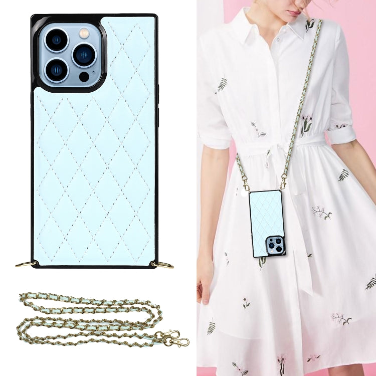 For iPhone 14 Pro Crossbody Rhombic Microfiber Leather Phone Case