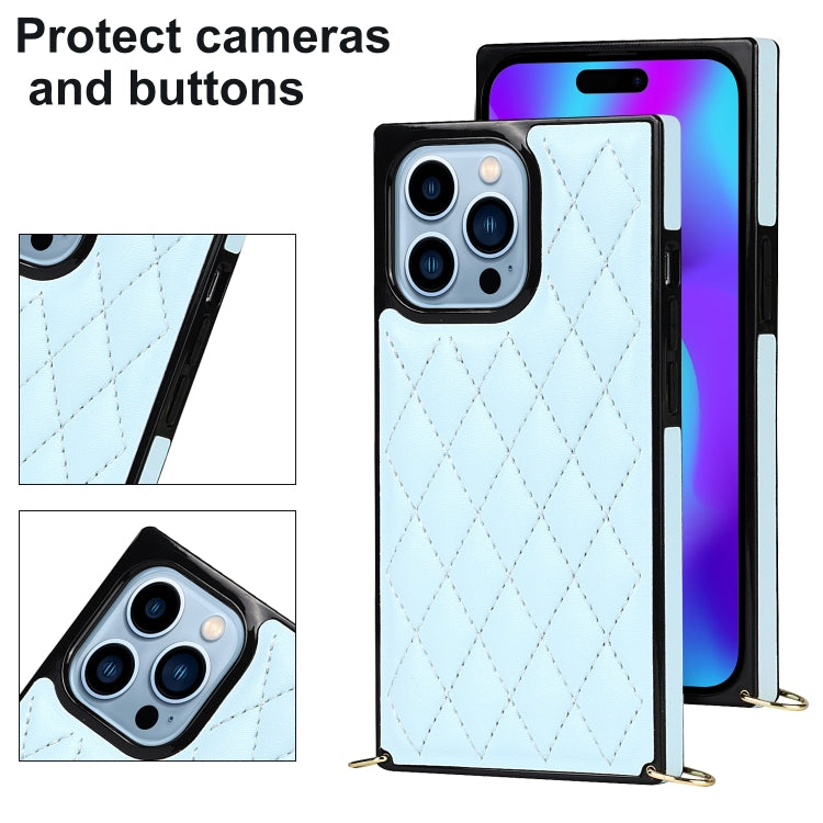 For iPhone 14 Pro Crossbody Rhombic Microfiber Leather Phone Case