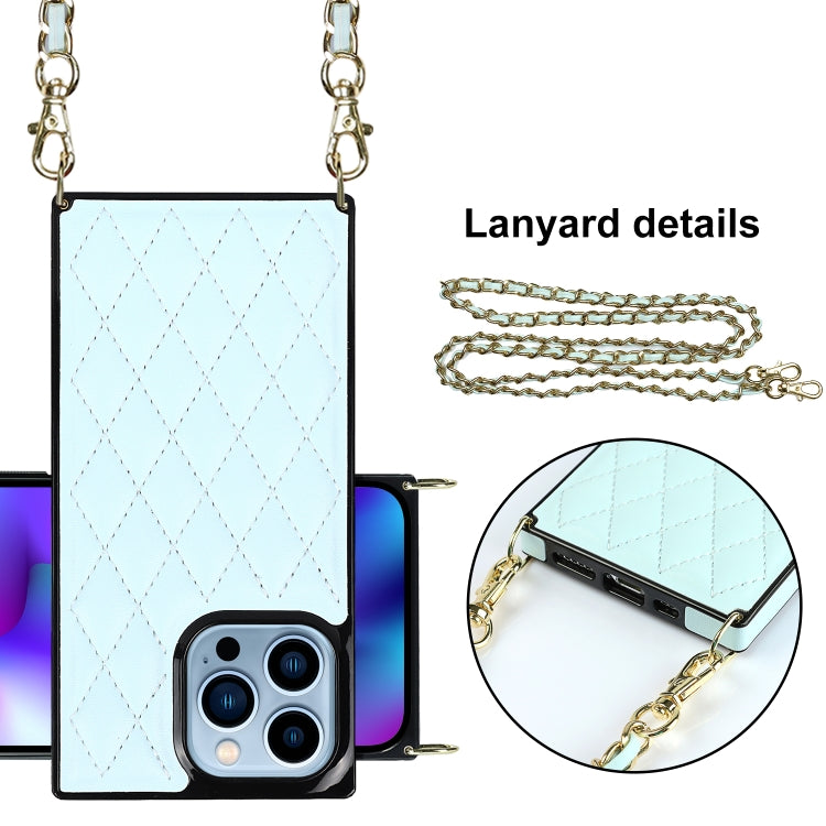 For iPhone 14 Pro Crossbody Rhombic Microfiber Leather Phone Case