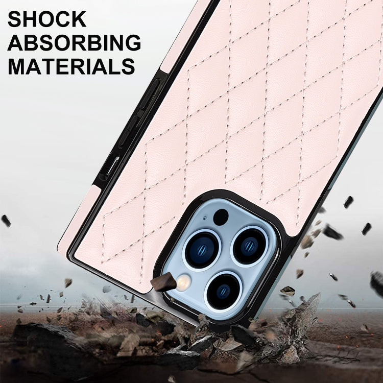 For iPhone 14 Pro Max Crossbody Rhombic Microfiber Leather Phone Case