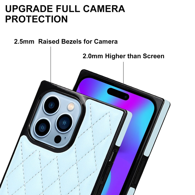 For iPhone 14 Pro Max Crossbody Rhombic Microfiber Leather Phone Case