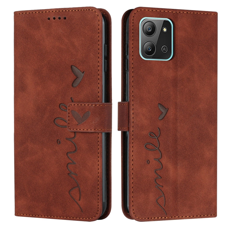 For Infinix Hot 11 2022 Skin Feel Heart Pattern Leather Phone Case