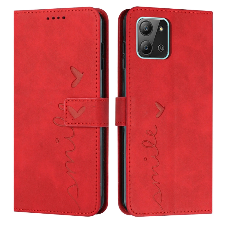 For Infinix Hot 11 2022 Skin Feel Heart Pattern Leather Phone Case