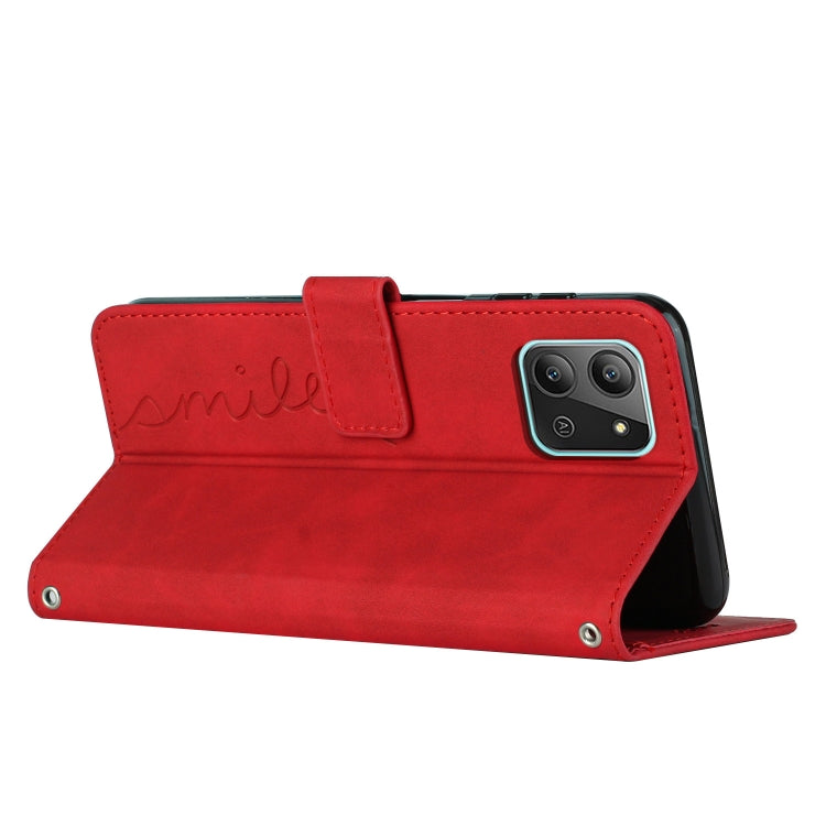 For Infinix Hot 11 2022 Skin Feel Heart Pattern Leather Phone Case