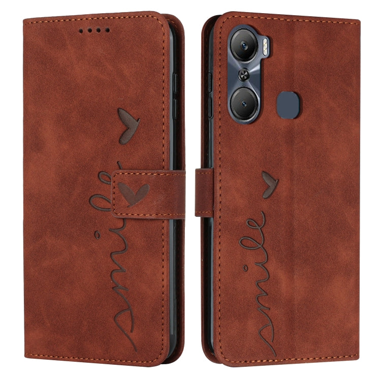 For Infinix Hot 12 Pro Skin Feel Heart Pattern Leather Phone Case