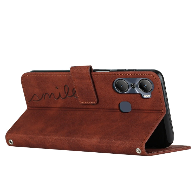 For Infinix Hot 12 Pro Skin Feel Heart Pattern Leather Phone Case
