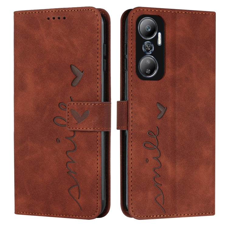 For Infinix Hot 20 4G Skin Feel Heart Pattern Leather Phone Case