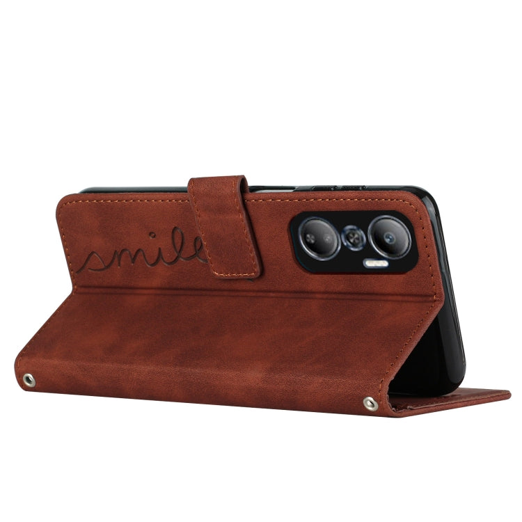 For Infinix Hot 20 4G Skin Feel Heart Pattern Leather Phone Case