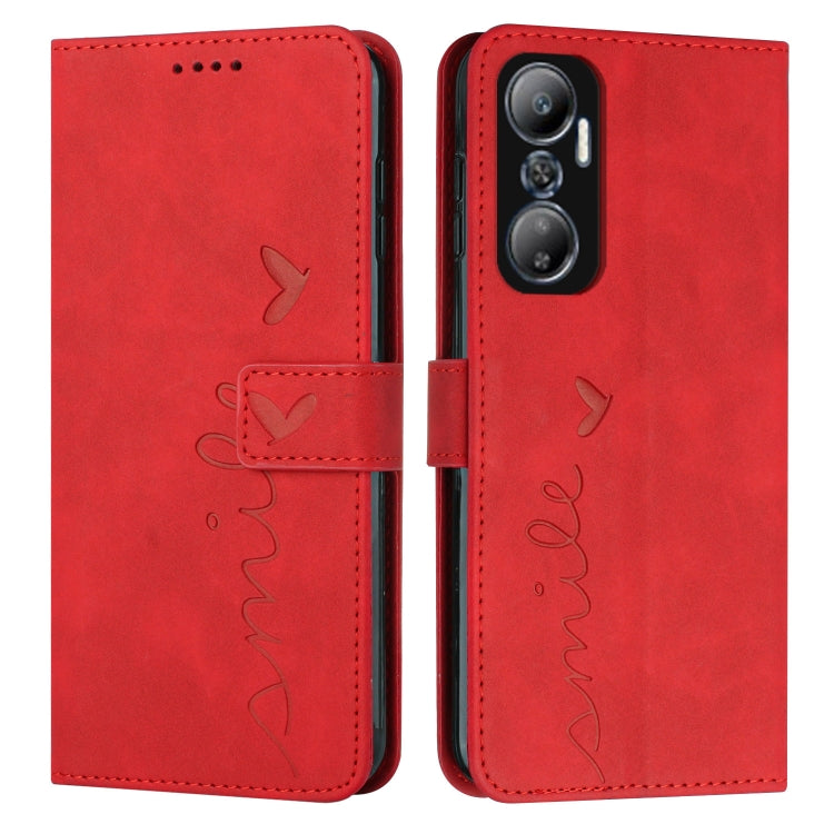 For Infinix Hot 20 4G Skin Feel Heart Pattern Leather Phone Case
