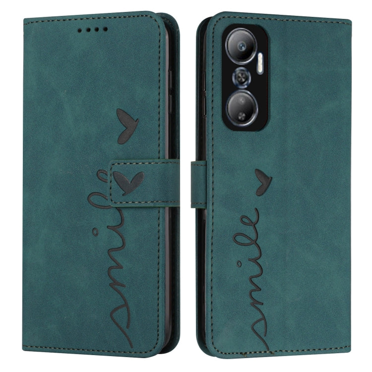For Infinix Hot 20 4G Skin Feel Heart Pattern Leather Phone Case