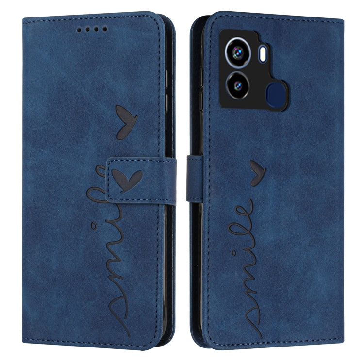 For Tecno Pop 6 Skin Feel Heart Pattern Leather Phone Case