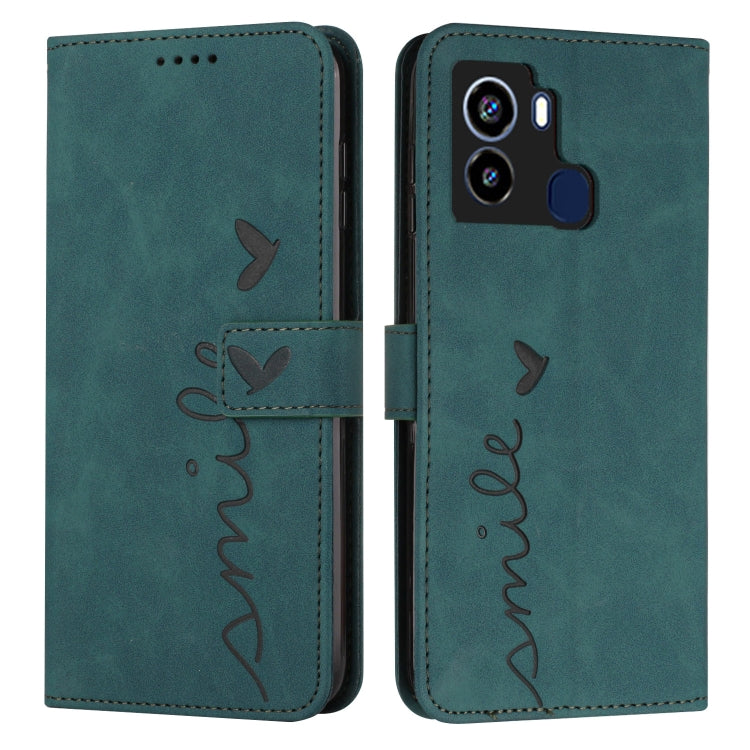 For Tecno Pop 6 Skin Feel Heart Pattern Leather Phone Case