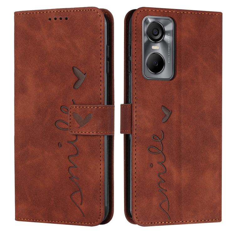 For Tecno Pop 6 Pro Skin Feel Heart Pattern Leather Phone Case