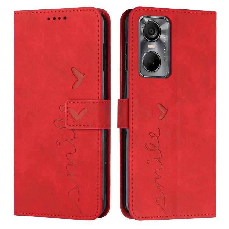 For Tecno Pop 6 Pro Skin Feel Heart Pattern Leather Phone Case