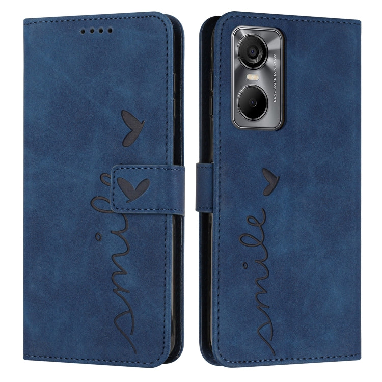 For Tecno Pop 6 Pro Skin Feel Heart Pattern Leather Phone Case