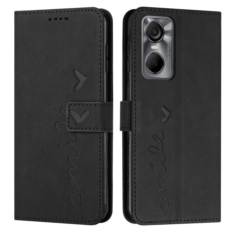 For Tecno Pop 6 Pro Skin Feel Heart Pattern Leather Phone Case