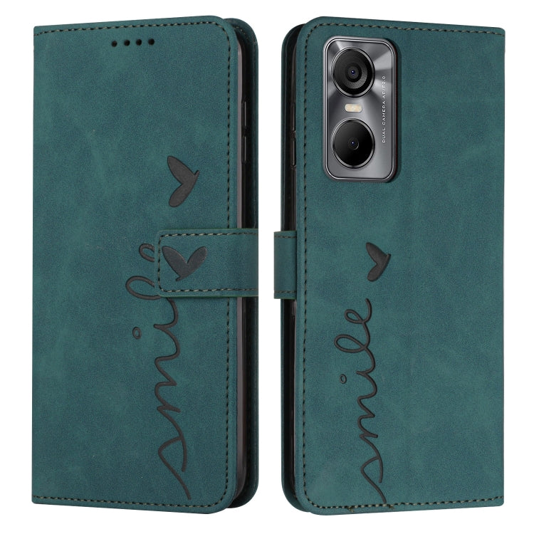 For Tecno Pop 6 Pro Skin Feel Heart Pattern Leather Phone Case