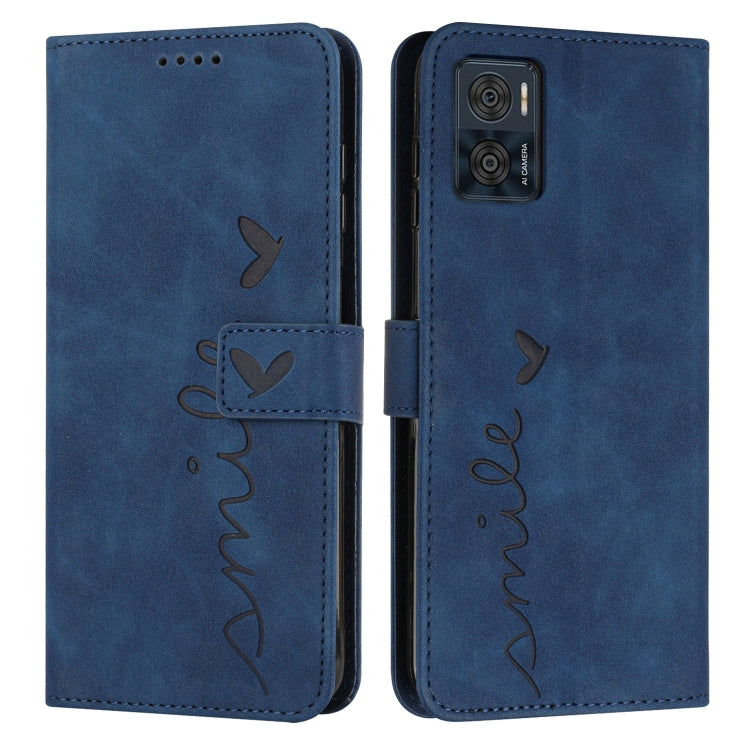 For Motorola Moto E22 / E22i Skin Feel Heart Pattern Leather Phone Case