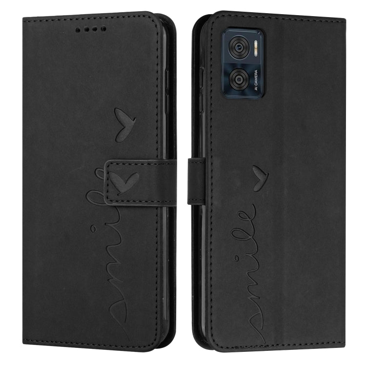 For Motorola Moto E22 / E22i Skin Feel Heart Pattern Leather Phone Case