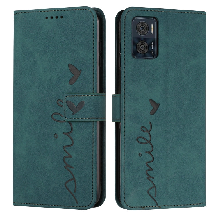 For Motorola Moto E22 / E22i Skin Feel Heart Pattern Leather Phone Case