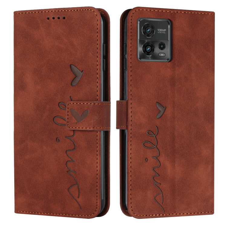 For Motorola Moto G72 Skin Feel Heart Pattern Leather Phone Case