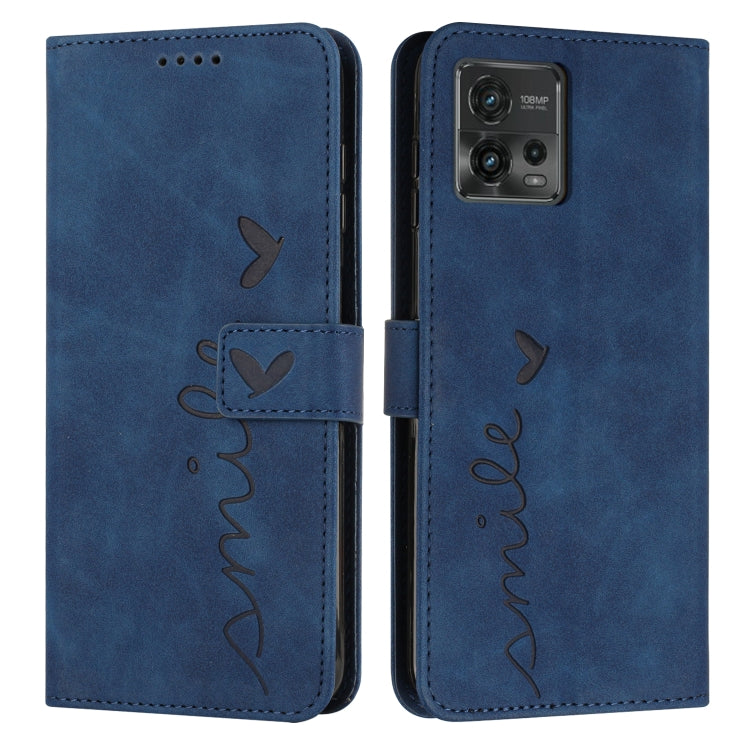 For Motorola Moto G72 Skin Feel Heart Pattern Leather Phone Case