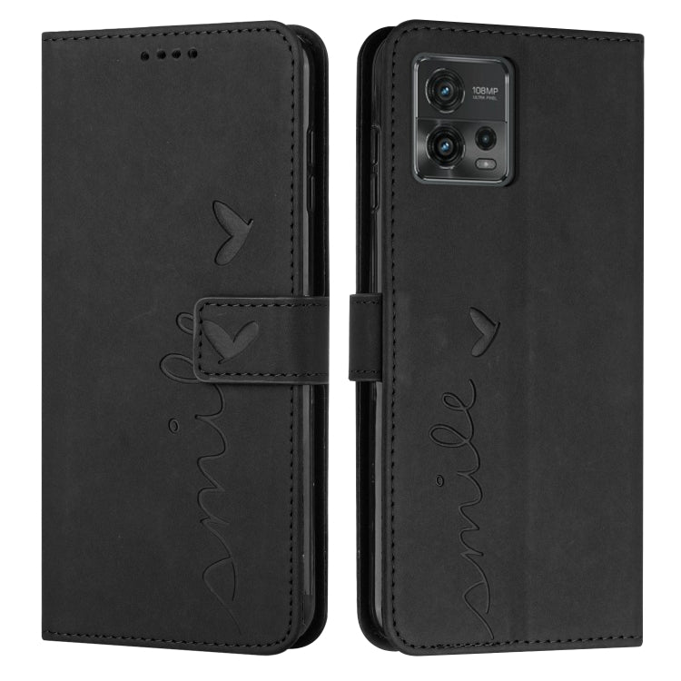 For Motorola Moto G72 Skin Feel Heart Pattern Leather Phone Case