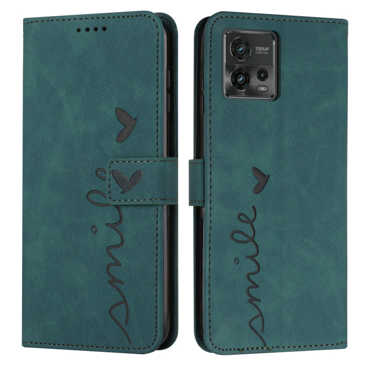 For Motorola Moto G72 Skin Feel Heart Pattern Leather Phone Case