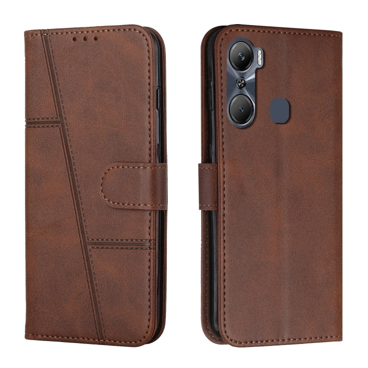 For Infinix Hot 12 Pro Stitching Calf Texture Buckle Leather Phone Case