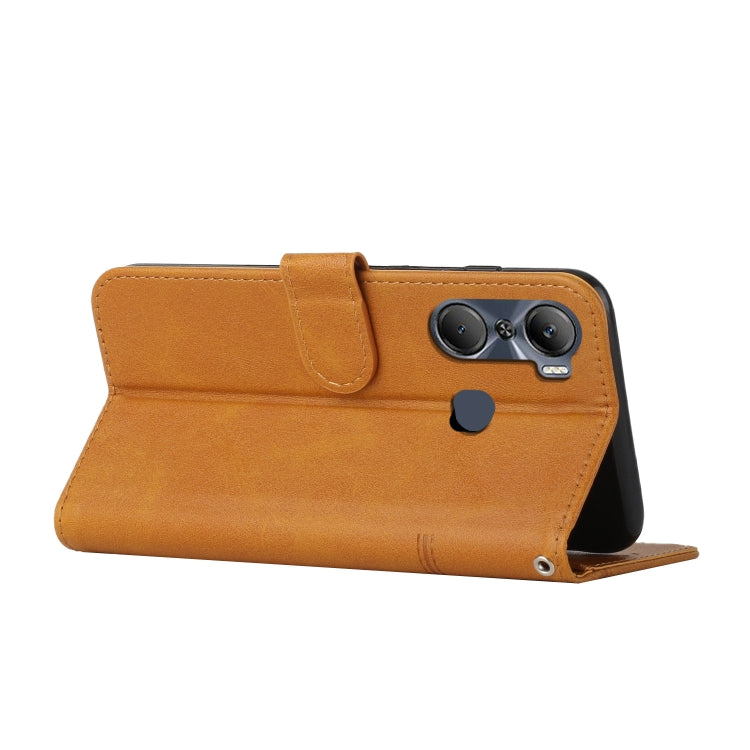 For Infinix Hot 12 Pro Stitching Calf Texture Buckle Leather Phone Case