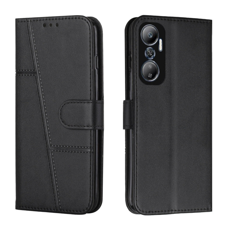 For Infinix Hot 20 4G Stitching Calf Texture Buckle Leather Phone Case