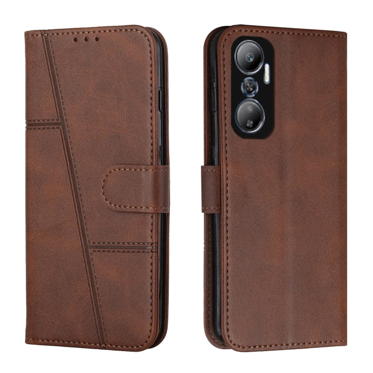 For Infinix Hot 20 4G Stitching Calf Texture Buckle Leather Phone Case