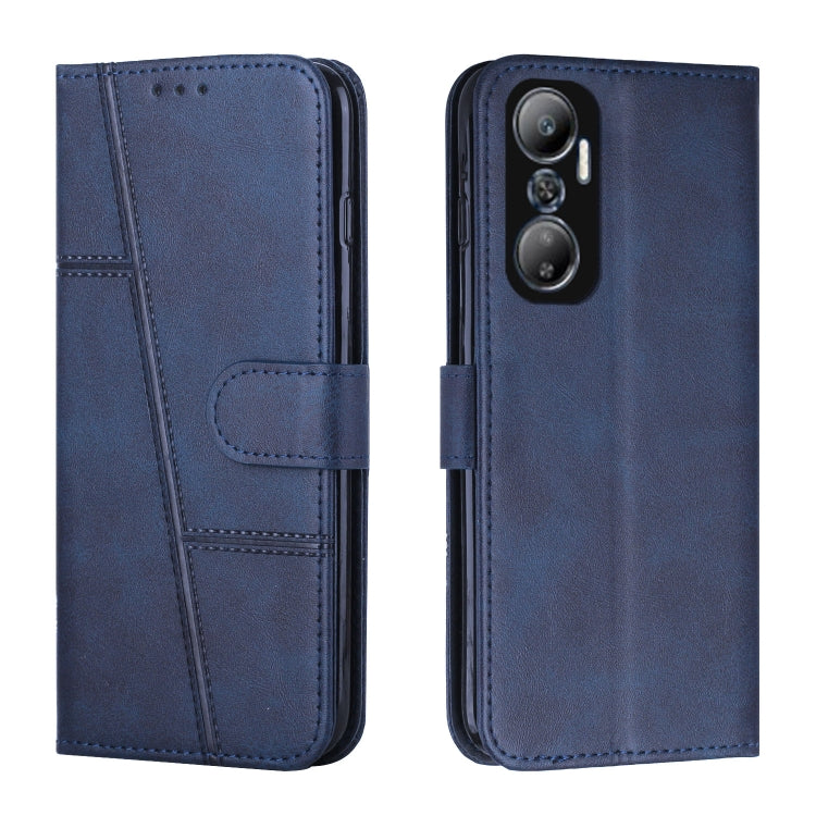 For Infinix Hot 20 4G Stitching Calf Texture Buckle Leather Phone Case