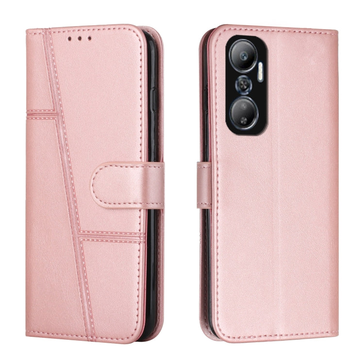 For Infinix Hot 20 4G Stitching Calf Texture Buckle Leather Phone Case