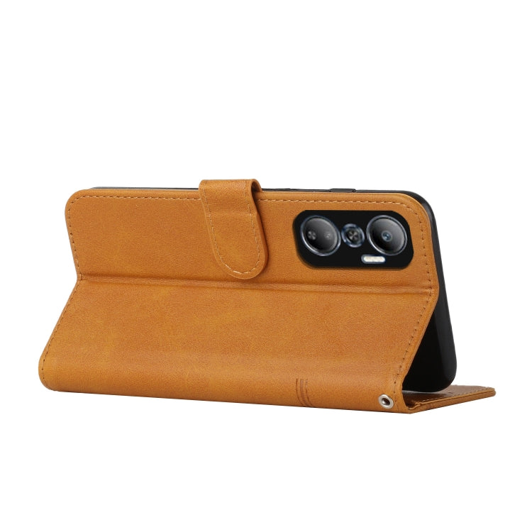 For Infinix Hot 20 4G Stitching Calf Texture Buckle Leather Phone Case