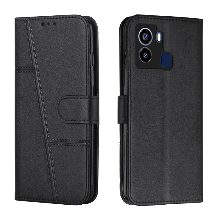 For Tecno Pop 6 Stitching Calf Texture Buckle Leather Phone Case