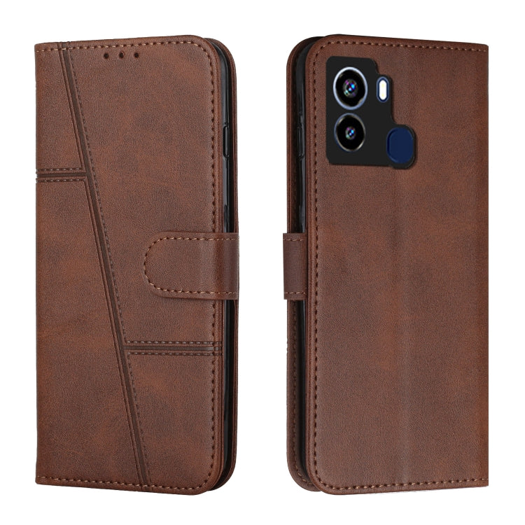 For Tecno Pop 6 Stitching Calf Texture Buckle Leather Phone Case