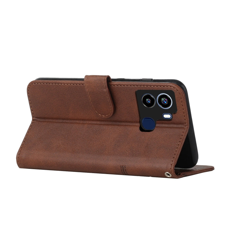 For Tecno Pop 6 Stitching Calf Texture Buckle Leather Phone Case