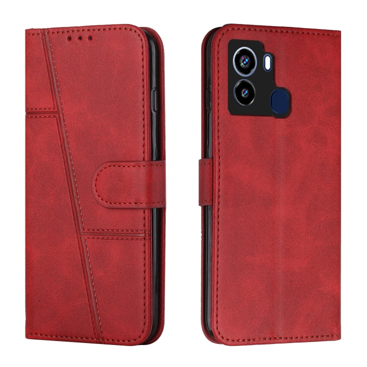 For Tecno Pop 6 Stitching Calf Texture Buckle Leather Phone Case